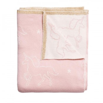 Rosa Kinderdecke mit Einhörnern, Rosa Einhorndecke von Sophie Allport, Einhorn Geschenke, Einhorn Babydecke