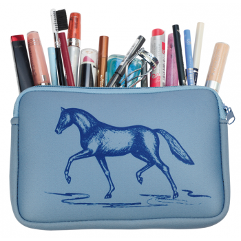 Reiter Kosmetiktäschchen Pferd, Reiter Etui, Reitertasche, Reitertäschchen Blue Horse, Geschenke für Pferdeliebhaberinnen