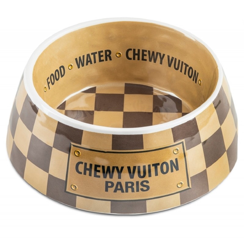 Checker Chewy Vuiton Hundenapf / Katzennapf / Fressnäpfe / Wasserschüsseln; Hunde Geschenke, Katzen Geschenke