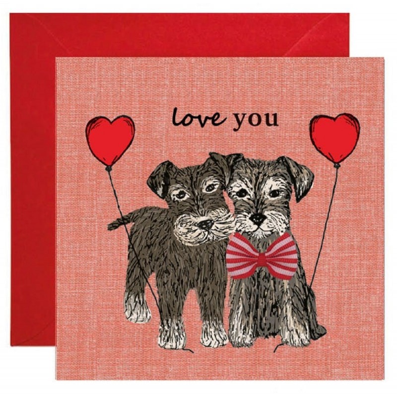 Hundekarte zum Valentinstag, Hundekarte zum Hochzeitstag, Karte zum Hochzeitstag mit Hundemotiv, Love you Karte zum Jahrestag