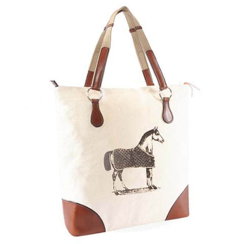 Reitertaschen von Rebecca Ray, Pferdetaschen, Canvastasche, große Handtaschen mit Pferdemotiven für Reiterinnen, Zügelgriffe