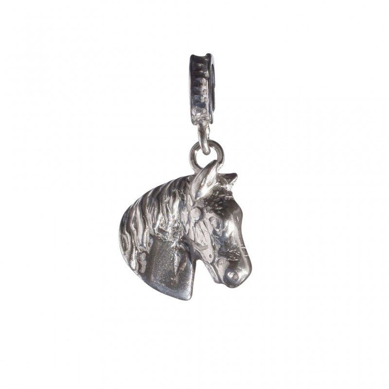 silberner Pferdeschmuck, Silberschmuck für ReiterInnen, Pferdekopf Anhänger / Charm Pferd für Pferde Armband